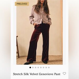FAHERTY Silk Blend Maroon Velvet Wide Leg Genevieve Pant Size M